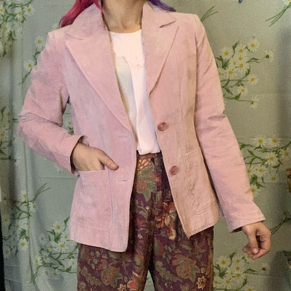 Relativity Jackets & Blazers - Vintage 90s RELATIVITY dusty light pink leather fitted blazer style jacket